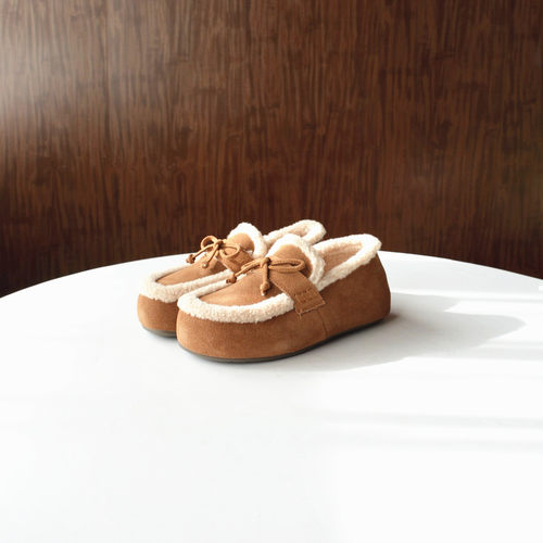 砖贵！牛反绒加绒豆豆鞋2025洋气好穿乐福鞋蝴蝶结保暖勃肯女棉鞋