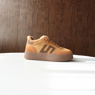 复古百搭厚底休闲鞋 砖贵 保暖棉鞋 2025秋冬款 真皮加绒板栗德训鞋