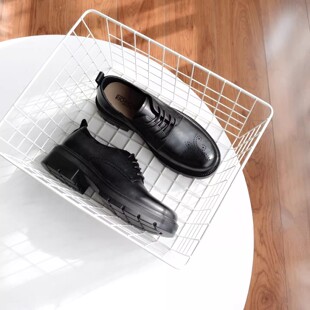 复古厚底女单鞋 俄罗斯单 外贸大码 2026春季 真皮布洛克雕花小皮鞋