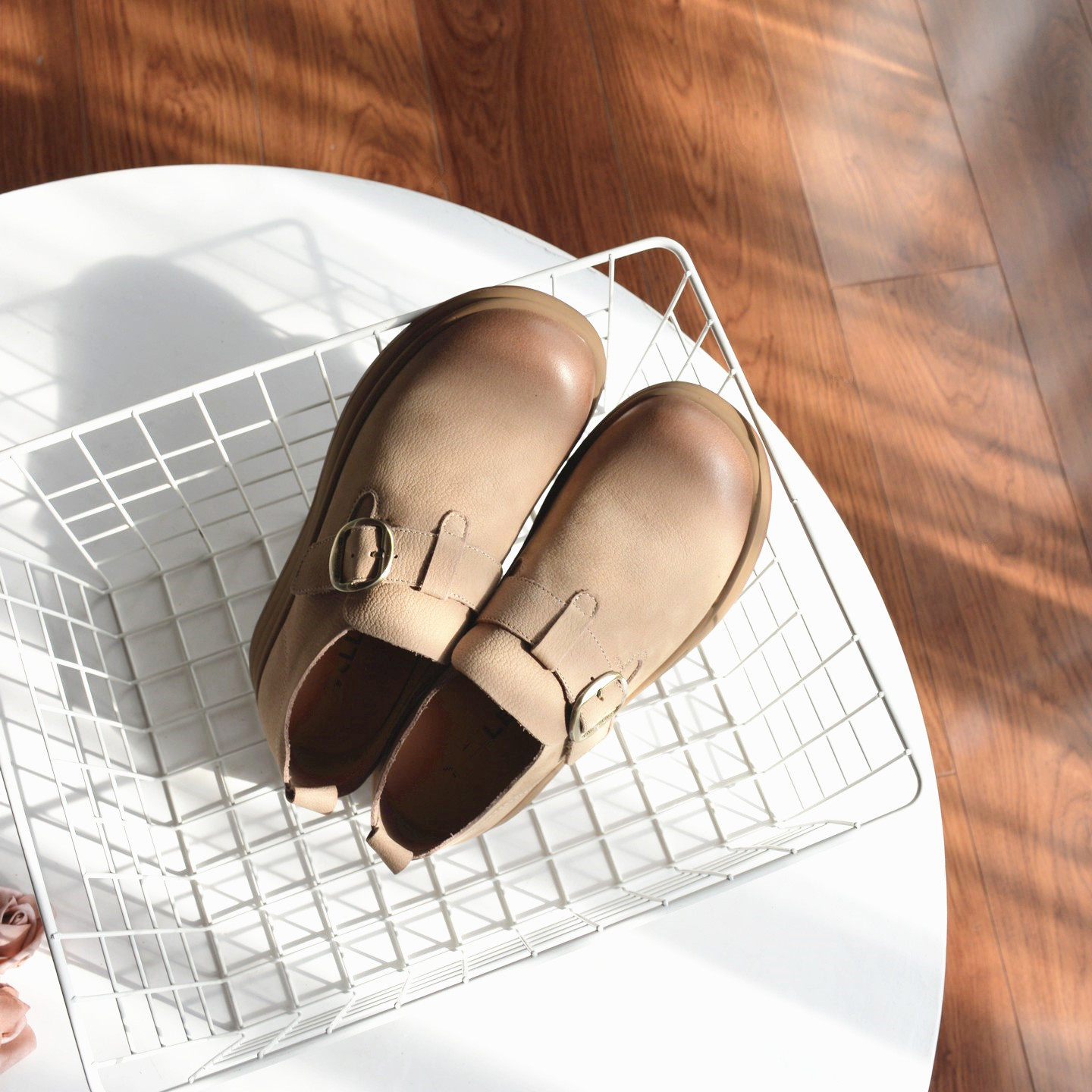 门店669 头层牛皮！文艺风英伦鞋2026春季小皮鞋魔术贴休闲女单鞋,女鞋,深口单鞋,淘宝优惠券,粉丝福利购,淘宝优惠卷