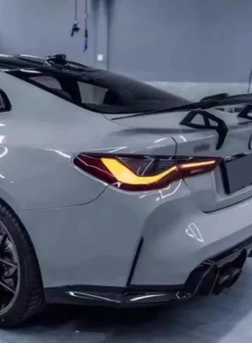 适用于宝马G82 M4改装ADRO款真碳纤维大尾翼需打孔安装