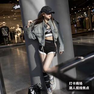 2026秋季网红新款时尚牛仔短外套女韩系复古拉链立领宽松显瘦上衣