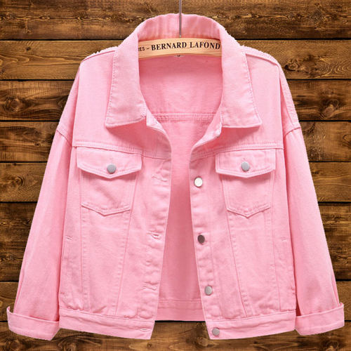 牛仔外套女春秋彩色小个子夹克