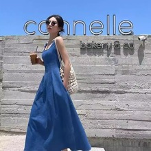 牛仔吊带连衣裙女夏季2025新款韩版时尚百搭收腰气质显瘦背心裙子