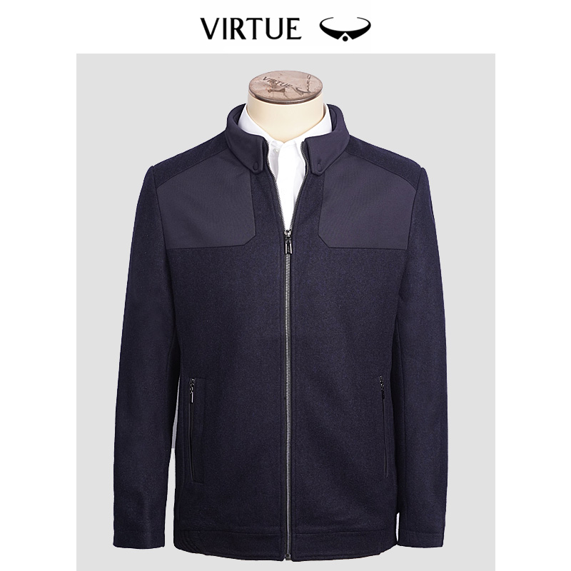 Virtue 富绅 冬男士 羊毛呢立领 茄克商务拉链款爸爸行政外套衫 ￥107包邮，卷后 