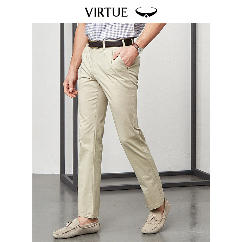 富绅夏季卡其色男士休闲裤直筒纯色免烫男休闲裤修身青年裤子在类目 男装, 休闲裤中 - 来自Buy2taobao.com提供专业的淘宝代购服务