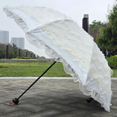 太阳伞黑胶折叠蕾丝绣花防紫外线遮阳伞洛丽塔花边伞主防晒女洋伞