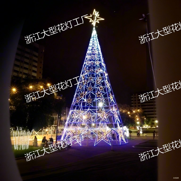 LED发光圣诞树户外大型装饰灯塔蓝色星星造型节日装饰树
