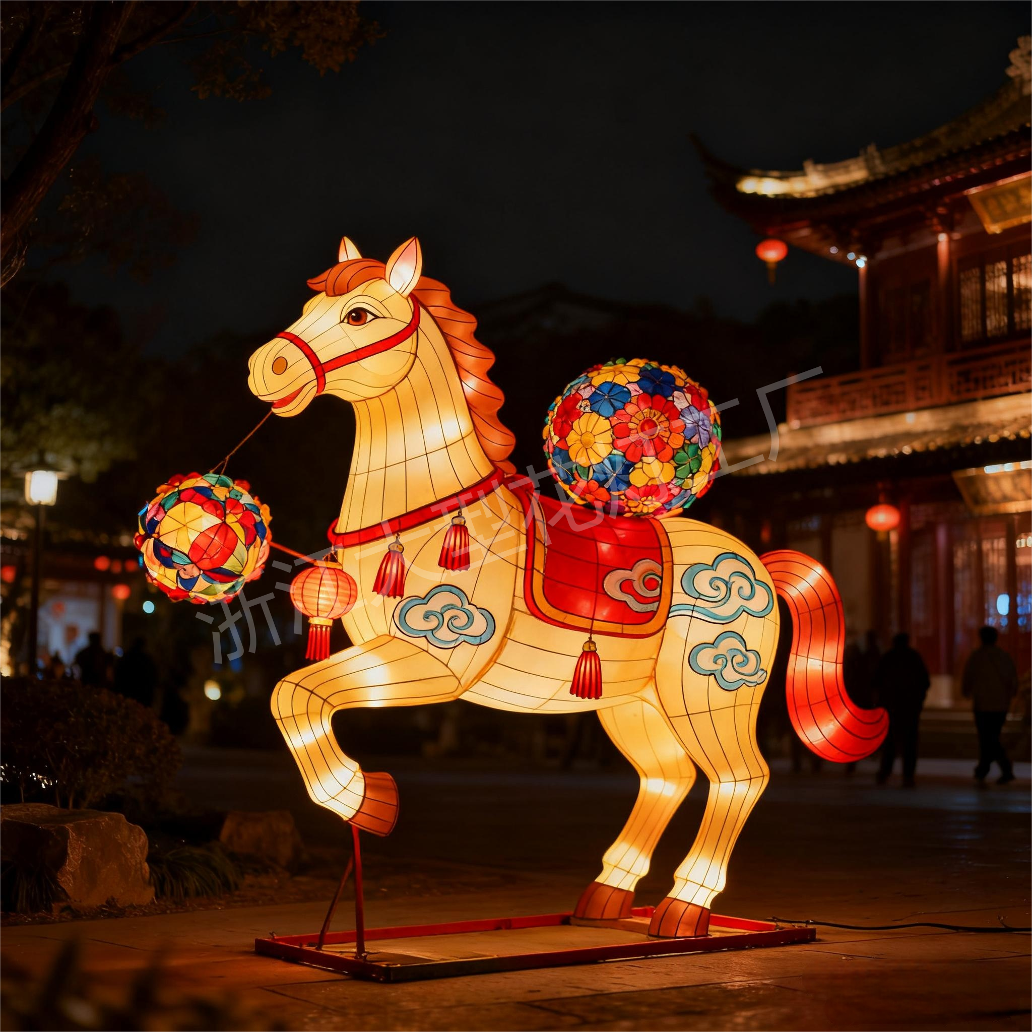 大型发光马造型花灯户外装饰
