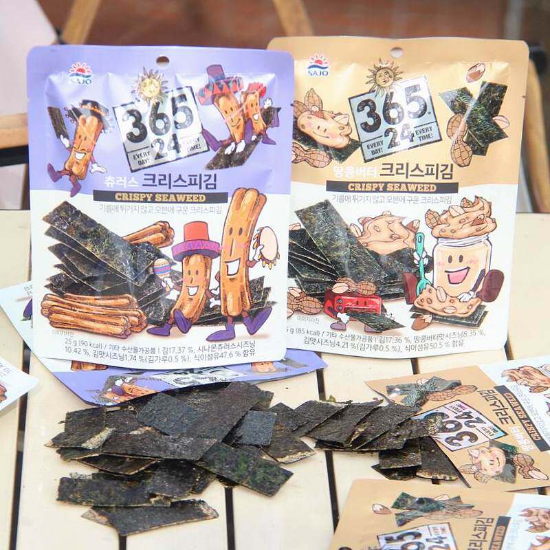韩国进口 思潮吉事果味海苔脆花生黄油味即食海苔休闲小零食25g
