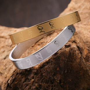 钛钢雨宝咒语手镯佛说雨宝陀罗尼经咒语镯子经文手环民族风环