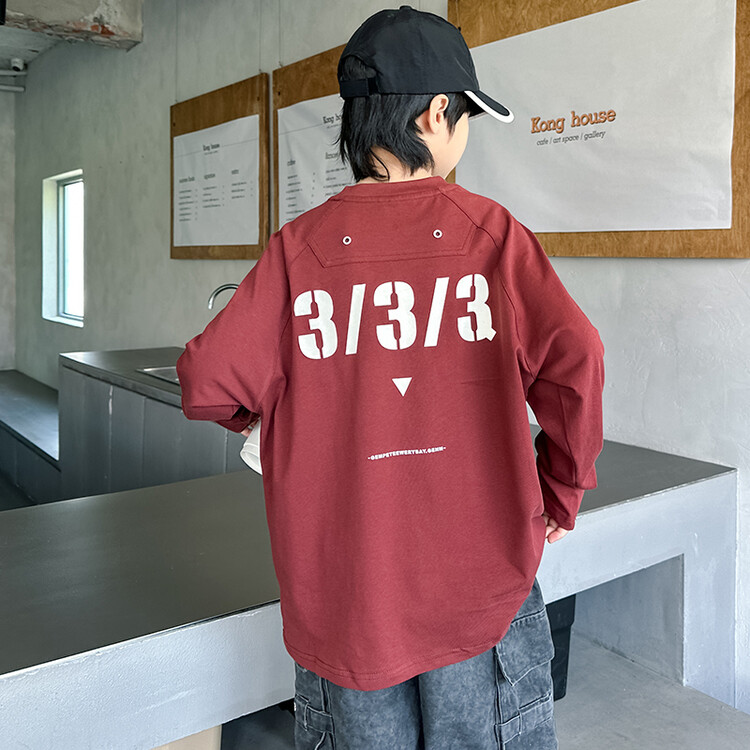 儿童装秋装男童长袖T恤2025新款男孩痞帅字母打底衫卫衣炸街潮酷t