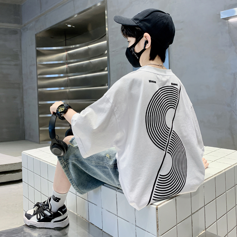 儿童装男童夏季短袖T恤薄款2025新款男孩夏款大童时髦上衣痞帅潮t