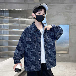 中大童男童春装牛仔外套2026新款学生男孩时髦衣服洋气潮酷春秋款