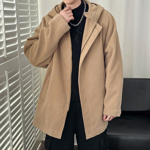 毛呢外套男秋冬季2025新款呢子夹克高级感保暖港风中长款连1218e