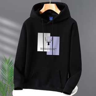 优质棉卫衣男春秋不加绒带帽上衣宽松青少年初中高中学生运动外套