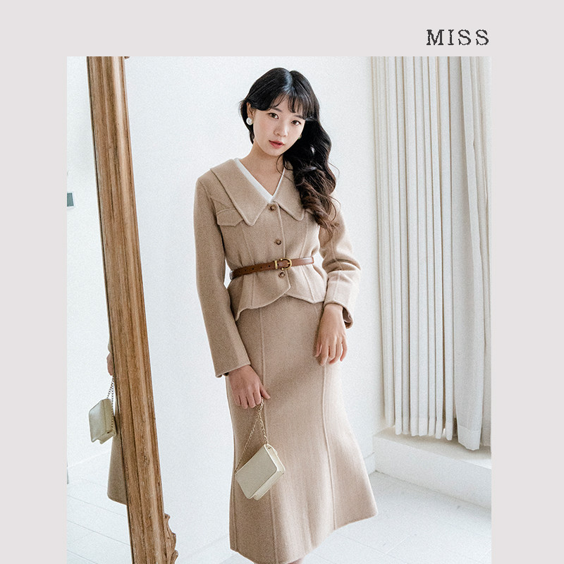 气质毛呢外套女2024冬季复古新款原创套装高级双面羊毛修身名媛,女装/女士精品,时尚套装,淘宝优惠券,粉丝福利购,淘宝优惠卷