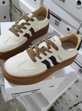 罗曼风情女鞋2024秋款真皮透气休闲运动德训鞋小白板鞋86305