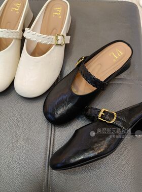 VL2026春夏款女包头勃肯复古平底乐福休闲单鞋外穿半凉拖鞋799-53