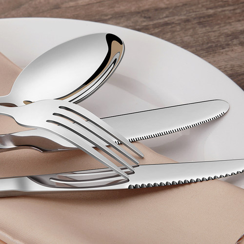 Stainless steel western cutlery knife, fork and spoon set