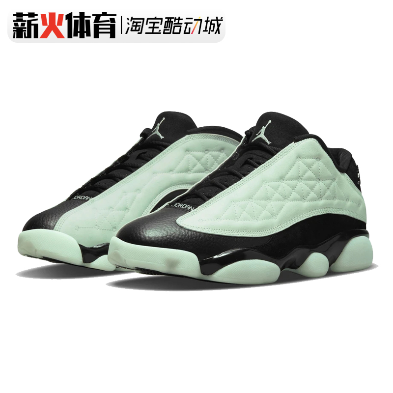 air jordan 13 黑绿夜光aj13 low光棍节男女复古篮球鞋dm0803-300