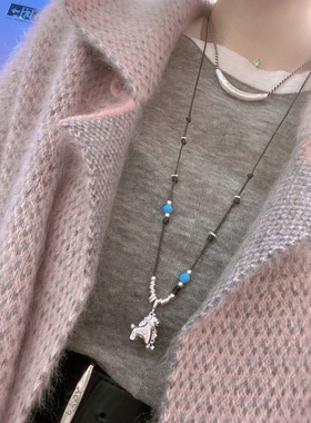 纯银马上有钱盘缠毛衣链马年款式搭配小衫点睛之笔项链女长链