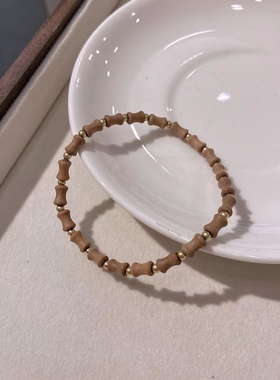 老山檀木注金珠包进手链时尚简约百搭叠戴木闺蜜手链饰品竹节国潮