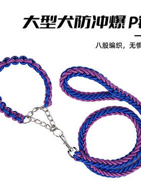 狗狗牵引绳防爆冲P绳防咬训练中大型犬加粗遛狗绳边牧金毛项圈P链