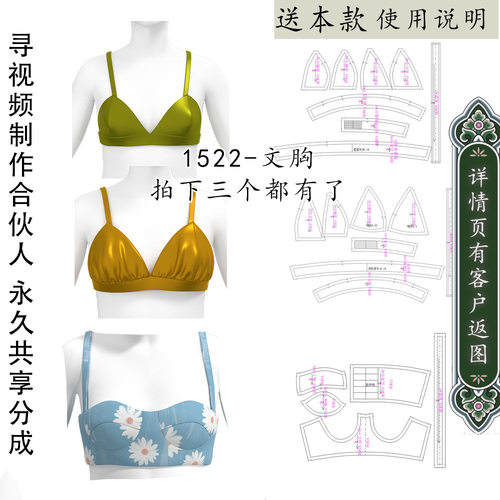 1522女式性感胸衣文胸纸样