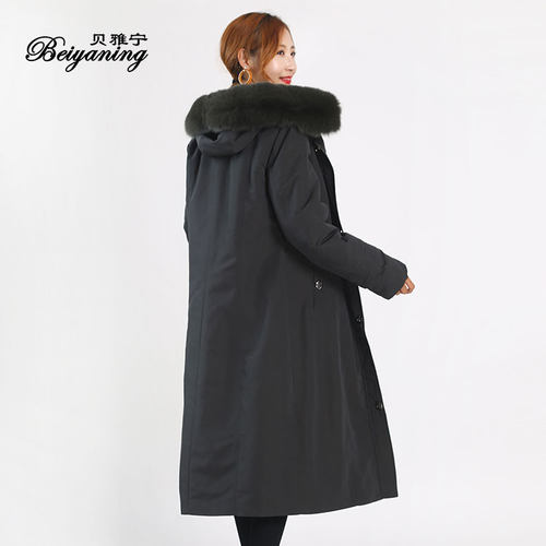 2026大码加厚派克服女獭兔内胆过膝加长款尼克服加肥加大皮毛一体