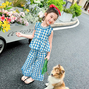 女童夏季套装2026新款儿童女宝宝洋气韩版夏装休闲背心长裤两件套