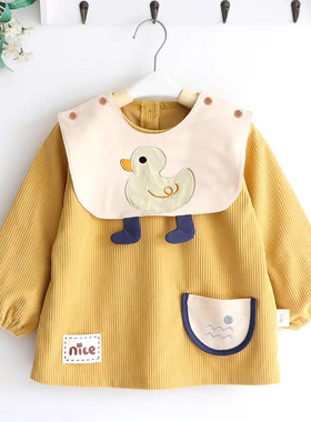 儿童罩衣秋冬新款幼儿园反穿衣婴幼儿吃饭反穿衣围兜防水防脏围裙