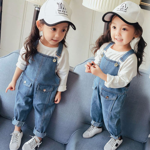 清仓特价宝宝牛仔背带裤中小童春装秋季女童0123岁男童连体裤