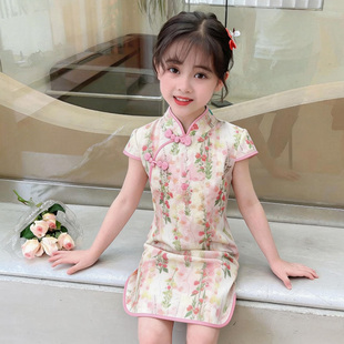 女童旗袍夏季连衣裙新款儿童新中试复古公主裙中国风女宝宝裙子