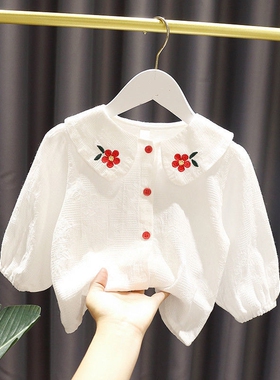 清仓女童衬衫春秋新款2026长袖衬衣洋气时髦宝宝春装儿童装上衣