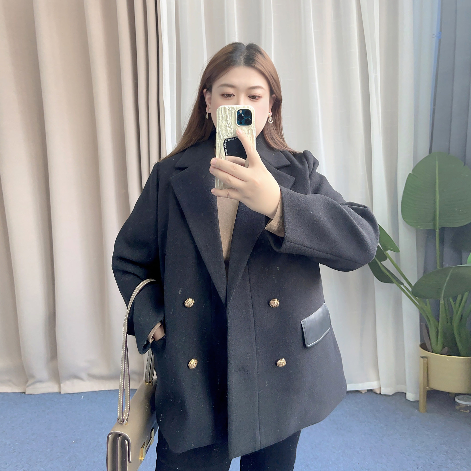 2023冬季新款大码女装赫本风羽绒内胆暖大衣学院风级气质毛呢外套,女装/女士精品,大码连衣裙,淘宝优惠券,粉丝福利购,淘宝优惠卷