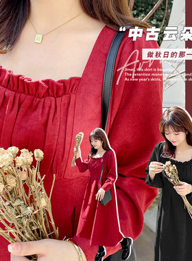 连衣裙200斤百搭胖妹洋气长裙