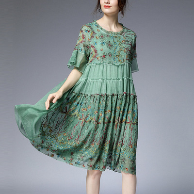 沙滩气质显瘦裙子雪纺刺绣裙