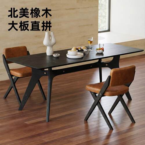 北欧英国表情轻工业风铸铁进口橡木实木alvinsq烟熏色餐桌长凳