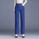 宽松矮个子中年妈妈九分长裤 松紧腰直筒牛仔裤 高腰显瘦蓝色直筒裤