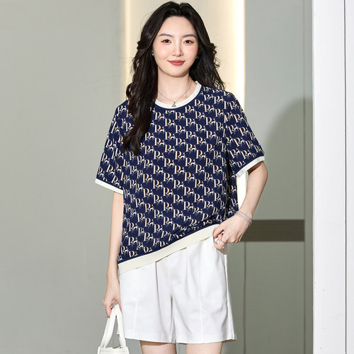胖妹妹夏装洋气时尚短袖T恤衫