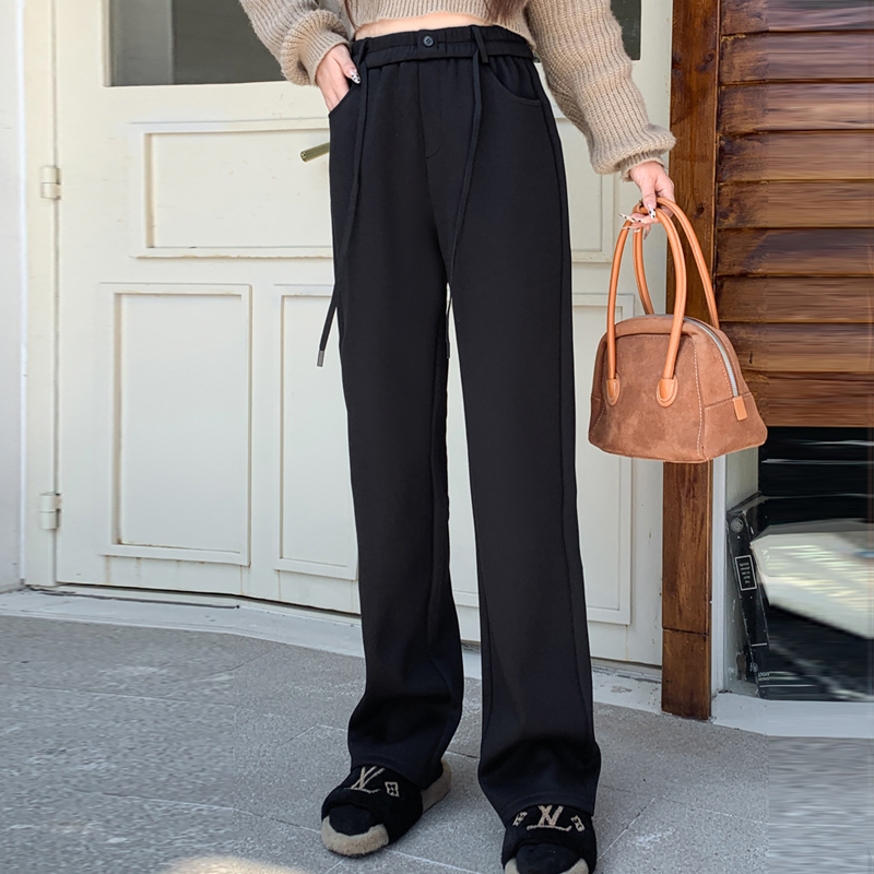 胖mm冬装洋气遮臀显瘦加绒休闲裤