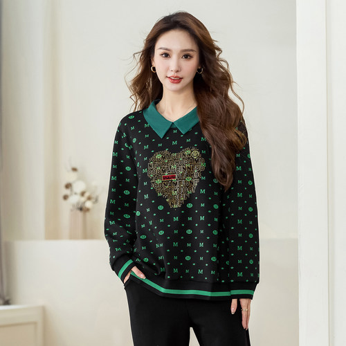 200斤胖妹妹时尚显瘦长袖休闲T恤