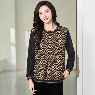 胖妹妹洋气时尚 春装 休闲打底衫 胖mm宽松显瘦长袖 特大码 T恤衫 女装