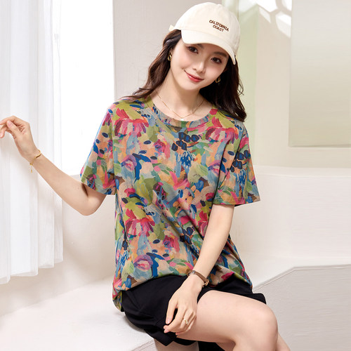 胖mm夏装百搭休闲短袖T恤