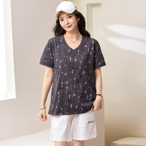 胖mm夏装百搭休闲短袖T恤