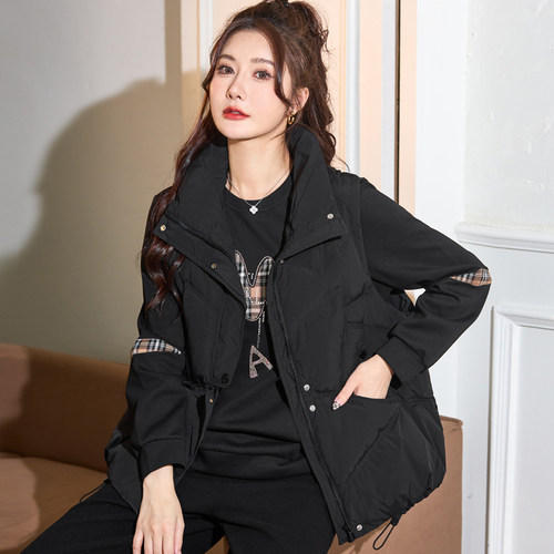 230斤胖mm冬装洋气时尚羽绒马夹