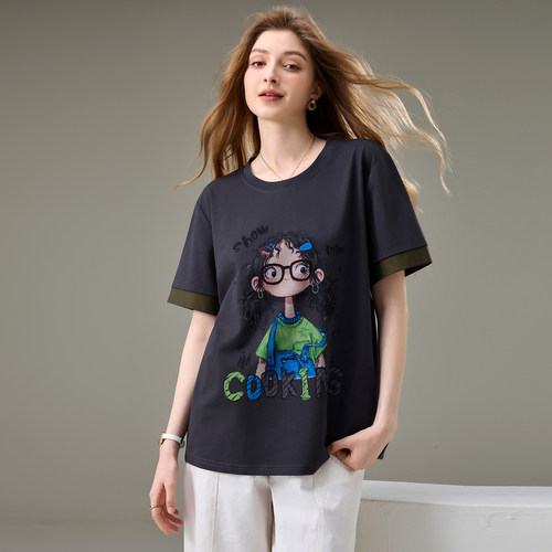 胖mm宽松显瘦短袖T恤衫