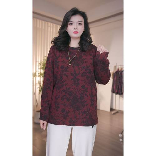 胖mm休闲时尚宽松显瘦印花T恤衫