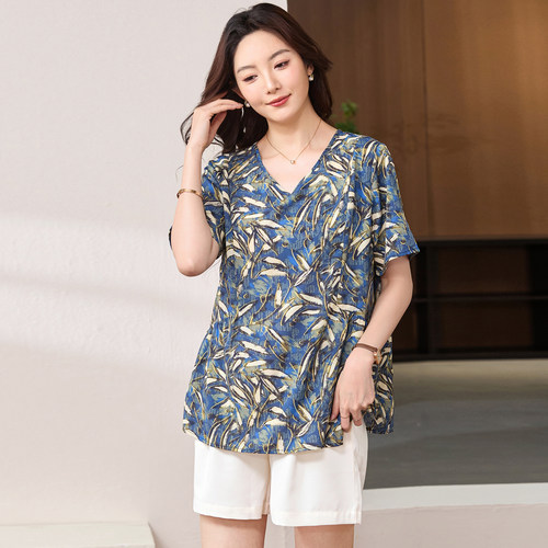 200斤胖mm夏装洋气时尚短袖T恤